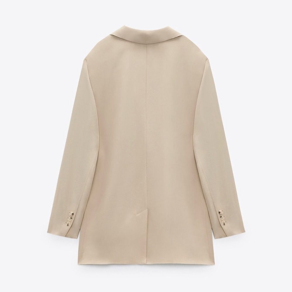 ZARA NEW Women's Size Beige One-Buttoned Long Sleeve Oversized Blazer Jacket Tan - Picture 7 of 15